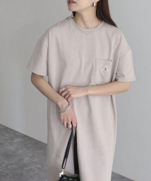 GEVACO（ゲバコ）の「【GEVACO/ゲバコ】ヘビー天竺半袖ワンピース（ワンピース・レディース・チャコールグレー/ベージュ/オフホワイト/ブルーグリーン・38）」の3枚目の写真
