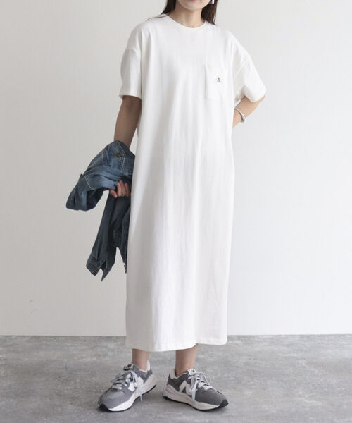 GEVACO（ゲバコ）の「【GEVACO/ゲバコ】ヘビー天竺半袖ワンピース（ワンピース・レディース・チャコールグレー/ベージュ/オフホワイト/ブルーグリーン・38）」の19枚目の写真