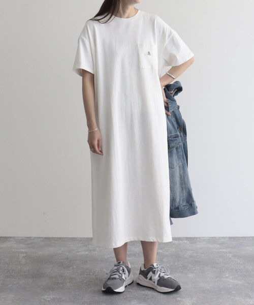 GEVACO（ゲバコ）の「【GEVACO/ゲバコ】ヘビー天竺半袖ワンピース（ワンピース・レディース・チャコールグレー/ベージュ/オフホワイト/ブルーグリーン・38）」の10枚目の写真