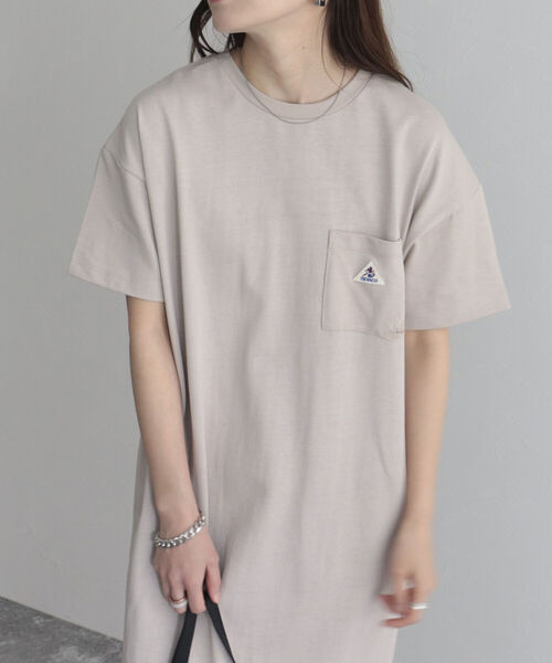 GEVACO（ゲバコ）の「【GEVACO/ゲバコ】ヘビー天竺半袖ワンピース（ワンピース・レディース・チャコールグレー/ベージュ/オフホワイト/ブルーグリーン・38）」の12枚目の写真