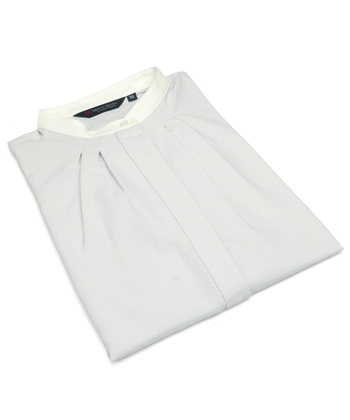 TOKYO SHIRTS（トウキョウシャツ）の「COFREX 配色衿ギャザー 五分袖ブラウス（ビジネスシャツ・レディース・ライトグレー・S/M/L/LL）」の16枚目の写真