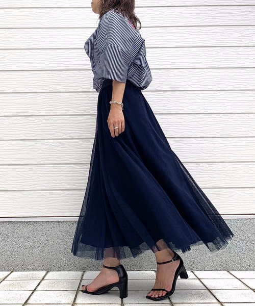 Q(キュー)の「バックロゴシャツ(シャツ/ブラウス・レディース・ネイビー系/ライム・MEDIUM)」の17枚目の写真