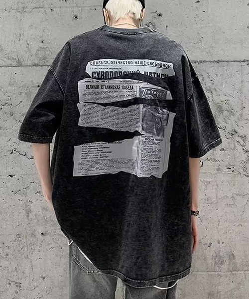 SEN TOKYO(セントーキョー)の「パンチの効いたストリートアイテム。五分袖ルーズプリントTシャツ(Tシャツ/カットソー・メンズ・ブラック・M/L/XL)」の4枚目の写真
