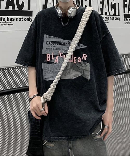 SEN TOKYO(セントーキョー)の「パンチの効いたストリートアイテム。五分袖ルーズプリントTシャツ(Tシャツ/カットソー・メンズ・ブラック・M/L/XL)」の13枚目の写真