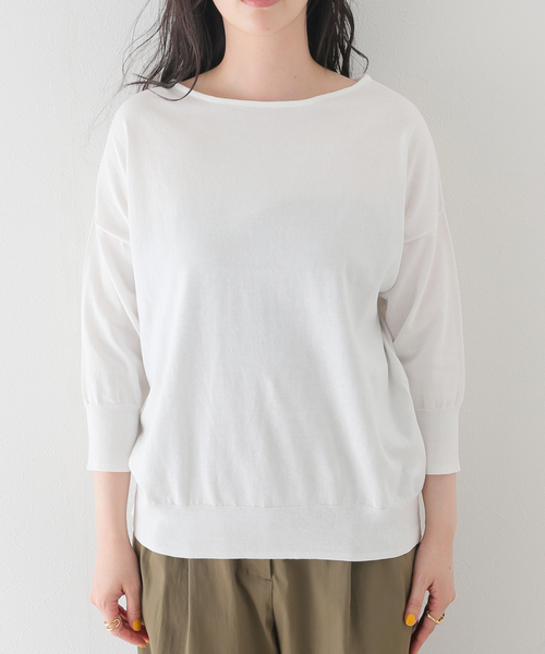 La TOTALITE（ラトータリテ）の「ボートネックバックスリットプルオーバー（ニット/セーター・レディース・ブルー/ホワイト/ネイビー/ベージュ・FREE）」の13枚目の写真