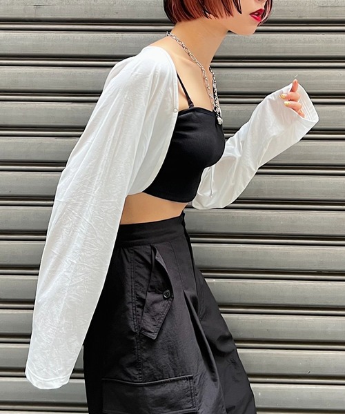 PAGEBOY（ページボーイ）の「ユルカットショートボレロ（カーディガン/ボレロ・レディース・オフホワイト/グレー/オレンジ系その他/ブラック・FREE）」の7枚目の写真