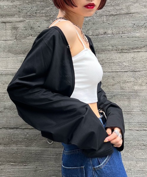 PAGEBOY（ページボーイ）の「ユルカットショートボレロ（カーディガン/ボレロ・レディース・オフホワイト/グレー/オレンジ系その他/ブラック・FREE）」の16枚目の写真