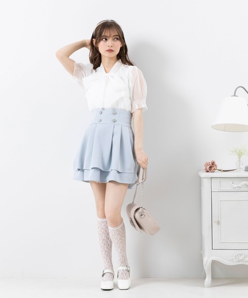 DearMyLoveRose(ディアマイラブローズ)の「選べるボタンティアードフレアミニスカート(スカート・レディース・ブラック/ブルー/クリアブラック/ベージュ・MEDIUM/XX-LARGE/X-LARGE/SMALL/LARGE)」の15枚目の写真