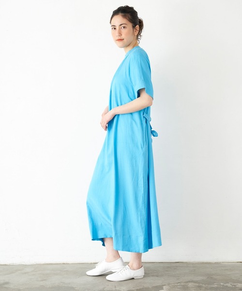 マリンフランセーズ リバティ サファリ生地 バンドカラーワンピース