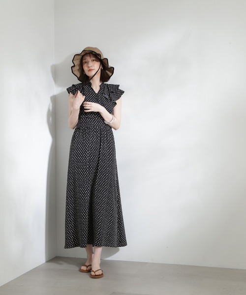 N.（N. Natural Beauty Basic）（エヌエヌナチュラルビューティーベーシック）の「【S Size Line】◆ラッフルショルダープリントワンピース（ワンピース・レディース・オフホワイト/ブラック・SMALL/MEDIUM）」の12枚目の写真