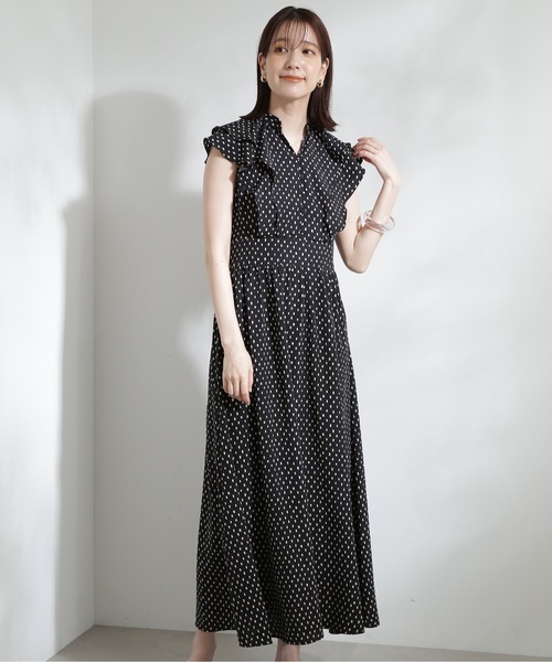 N.（N. Natural Beauty Basic）（エヌエヌナチュラルビューティーベーシック）の「【S Size Line】◆ラッフルショルダープリントワンピース（ワンピース・レディース・オフホワイト/ブラック・SMALL/MEDIUM）」の17枚目の写真
