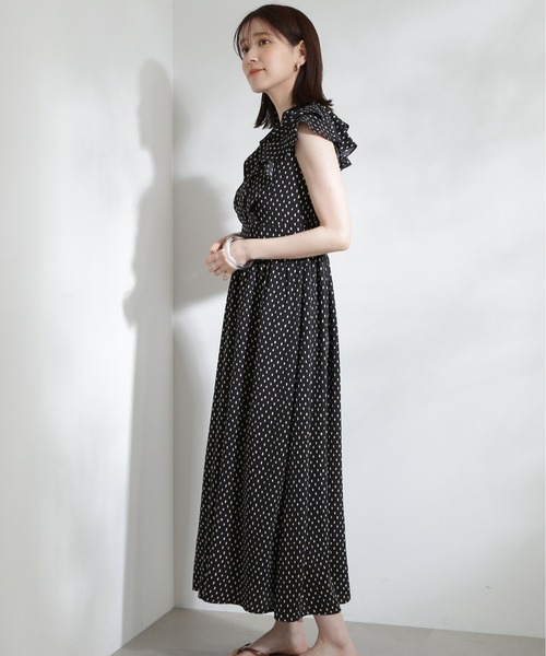 N.（N. Natural Beauty Basic）（エヌエヌナチュラルビューティーベーシック）の「【S Size Line】◆ラッフルショルダープリントワンピース（ワンピース・レディース・オフホワイト/ブラック・SMALL/MEDIUM）」の18枚目の写真