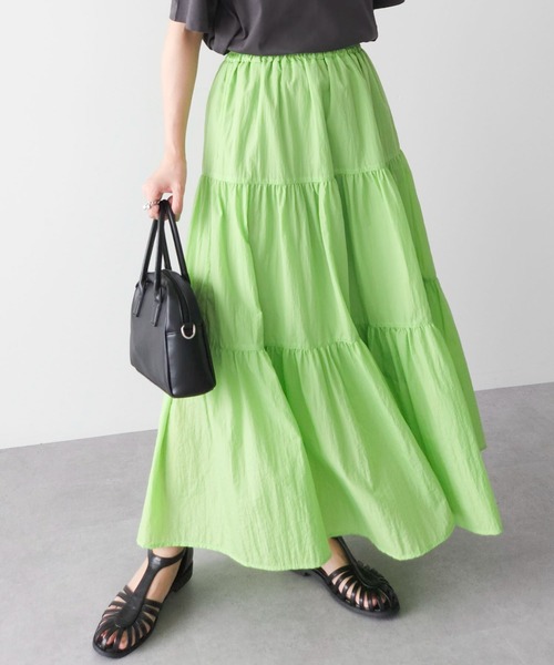 ELENCARE DUE(エレンカーレデュエ)の「・ELENCARE DUE ナイロンティアードスカート(スカート・レディース・グリーン/ブラック・FREE)」の1枚目の写真