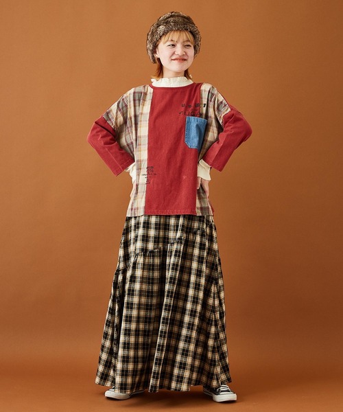 CUBE SUGAR（キューブシュガー）の「先染めチェックティアードスカート（スカート・レディース・ネイビー/パープル/ブラック・M）」の16枚目の写真