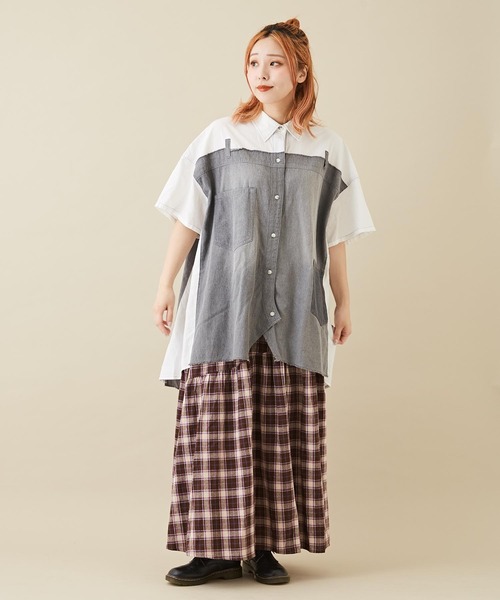 CUBE SUGAR（キューブシュガー）の「先染めチェックティアードスカート（スカート・レディース・ネイビー/パープル/ブラック・M）」の18枚目の写真