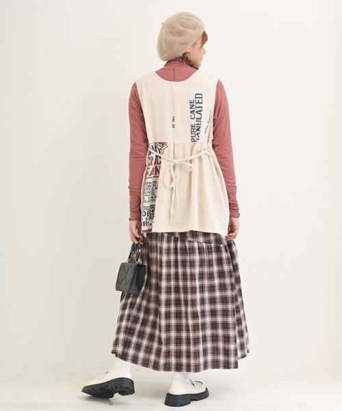 CUBE SUGAR（キューブシュガー）の「先染めチェックティアードスカート（スカート・レディース・ネイビー/パープル/ブラック・M）」の6枚目の写真