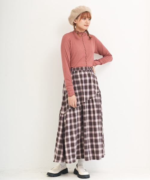 CUBE SUGAR（キューブシュガー）の「先染めチェックティアードスカート（スカート・レディース・ネイビー/パープル/ブラック・M）」の9枚目の写真