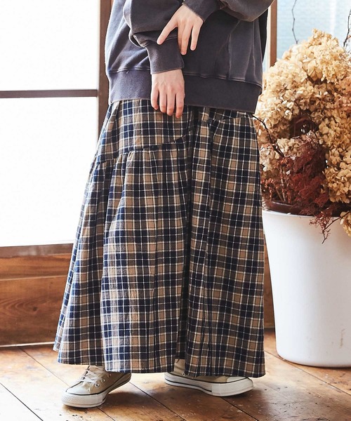 CUBE SUGAR（キューブシュガー）の「先染めチェックティアードスカート（スカート・レディース・ネイビー/パープル/ブラック・M）」の14枚目の写真