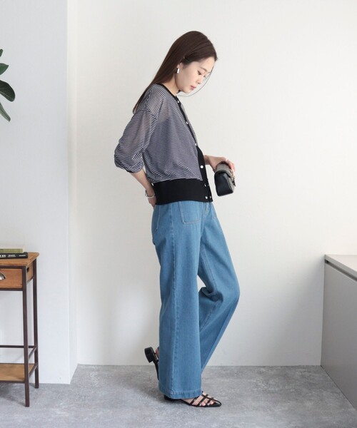 fredy emue（フレディエミュ）の「シアーボーダーカーディガン（カーディガン/ボレロ・レディース・ブラック系その他/ホワイト系その他・38）」の4枚目の写真