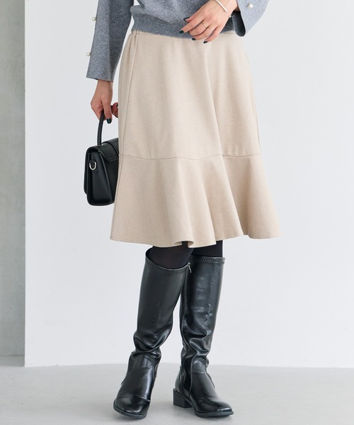 LAVEANGE（ラビアンジェ）の「ウールライクカットフレアスカート（スカート・レディース・ブラック/チャコールグレー/ベージュ・L/LL/M/3L/4L）」の14枚目の写真