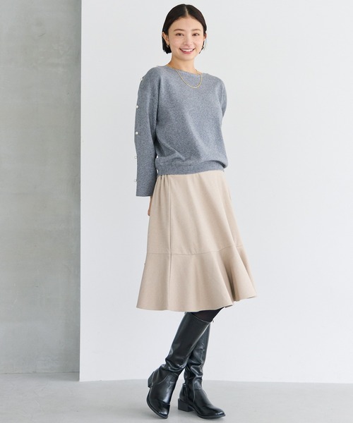 LAVEANGE（ラビアンジェ）の「ウールライクカットフレアスカート（スカート・レディース・ブラック/チャコールグレー/ベージュ・L/LL/M/3L/4L）」の18枚目の写真