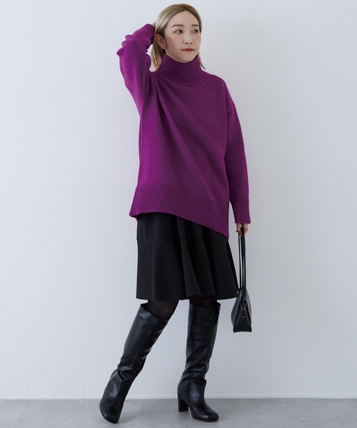 LAVEANGE（ラビアンジェ）の「ウールライクカットフレアスカート（スカート・レディース・ブラック/チャコールグレー/ベージュ・L/LL/M/3L/4L）」の9枚目の写真