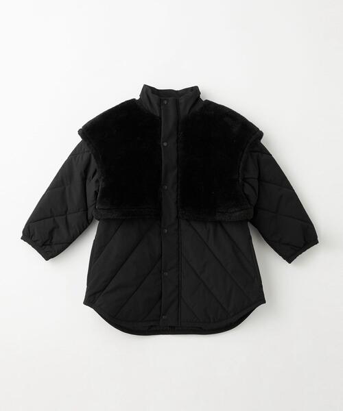 green label relaxing(グリーンレーベルリラクシング)の「フェイクファー レイヤード ナカワタ ブルゾン 100cm-130cm(ブルゾン・キッズ・ブラック/オフホワイト・XS(100-110cm)/S(120-130cm))」の2枚目の写真