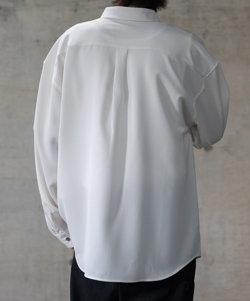 JOHN'S CLOSET（ジョンズクローゼット）の「【a】ナチュラルストレッチ 異素材切替 ルーズサイズ 長袖シャツ（シャツ/ブラウス・メンズ・ブラック/ホワイト/グレイッシュベージュ/ブルー/ブラック系その他/ライトグレー/ホワイト系その他・LARGE/MEDIUM/X-LARGE）」の12枚目の写真
