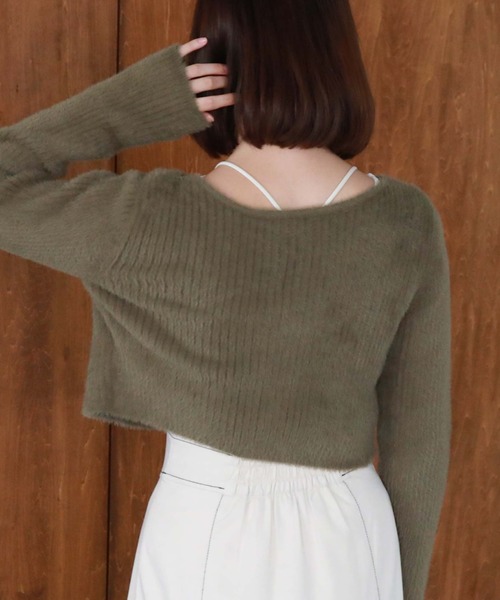 archives（アルシーヴ）の「フェザーＷジップリブニット（カーディガン/ボレロ・レディース・グリーン/アイボリー/ブラック/ブルーグレー/ピンクベージュ・MEDIUM）」の21枚目の写真