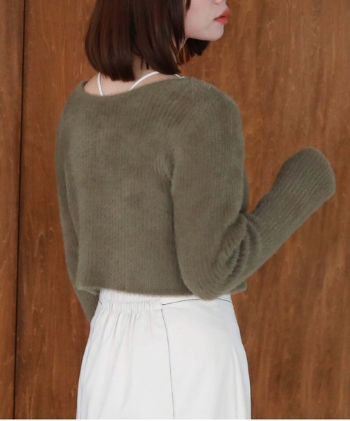 archives（アルシーヴ）の「フェザーＷジップリブニット（カーディガン/ボレロ・レディース・グリーン/アイボリー/ブラック/ブルーグレー/ピンクベージュ・MEDIUM）」の22枚目の写真