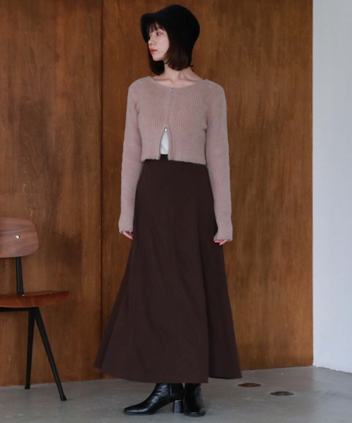 archives（アルシーヴ）の「フェザーＷジップリブニット（カーディガン/ボレロ・レディース・グリーン/アイボリー/ブラック/ブルーグレー/ピンクベージュ・MEDIUM）」の19枚目の写真