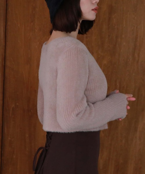 archives（アルシーヴ）の「フェザーＷジップリブニット（カーディガン/ボレロ・レディース・グリーン/アイボリー/ブラック/ブルーグレー/ピンクベージュ・MEDIUM）」の15枚目の写真