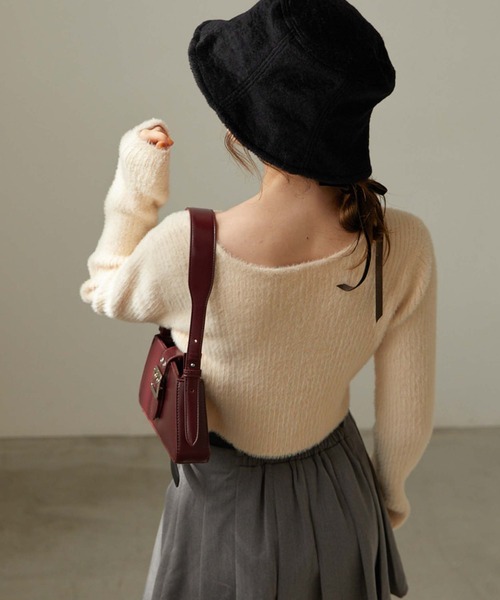 archives（アルシーヴ）の「フェザーＷジップリブニット（カーディガン/ボレロ・レディース・グリーン/アイボリー/ブラック/ブルーグレー/ピンクベージュ・MEDIUM）」の9枚目の写真