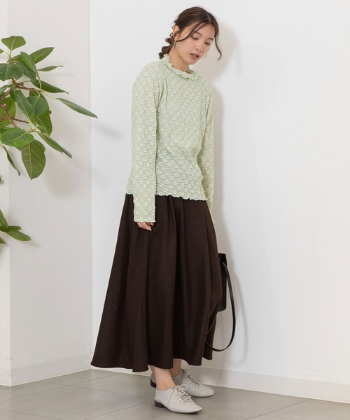 POU DOU DOU(プードゥドゥ)の「花柄ストレッチレースタートルトップス(Tシャツ/カットソー・レディース・オフホワイト/ライトブルー/イエロー/ブラック・3)」の10枚目の写真