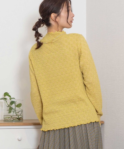 POU DOU DOU(プードゥドゥ)の「花柄ストレッチレースタートルトップス(Tシャツ/カットソー・レディース・オフホワイト/ライトブルー/イエロー/ブラック・3)」の15枚目の写真