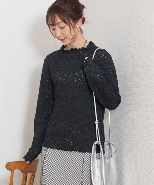 POU DOU DOU(プードゥドゥ)の「花柄ストレッチレースタートルトップス(Tシャツ/カットソー・レディース・オフホワイト/ライトブルー/イエロー/ブラック・3)」の20枚目の写真