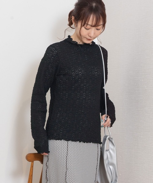 POU DOU DOU(プードゥドゥ)の「花柄ストレッチレースタートルトップス(Tシャツ/カットソー・レディース・オフホワイト/ライトブルー/イエロー/ブラック・3)」の22枚目の写真