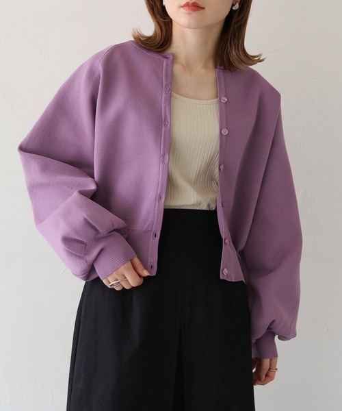 HER CLOSET（ハークローゼット）の「【shemoshelly】WEB限定ダンボールニットラグランカーディガン（カーディガン/ボレロ・レディース・ライトパープル/オフホワイト/ライトグリーン/ブラック/モカ・M）」の5枚目の写真