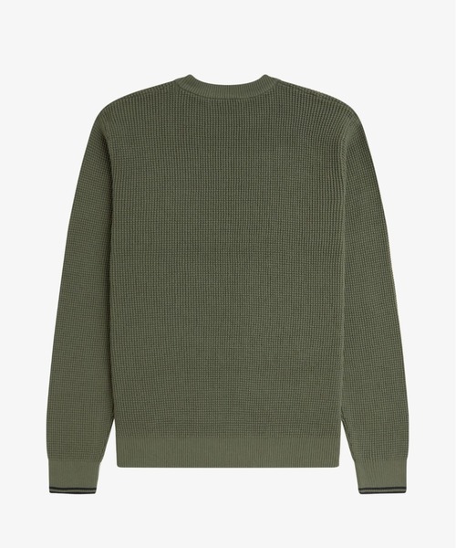 フレッドペリー　ドライバーズニット　刺繍ブランドロゴ　ウール　Mサイズ セール】Waffle Stitch Jumper／ワッフルステッチニット（ニット