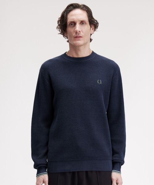 FRED PERRY(フレッドペリー)の「Waffle Stitch Jumper/ワッフルステッチニット(ニット/セーター・メンズ・ホワイト/ブラック/ダークカーキ/ベージュ/ブラウン/カーキ/ベージュ系その他/ダークブルー・L/M/S)」の13枚目の写真