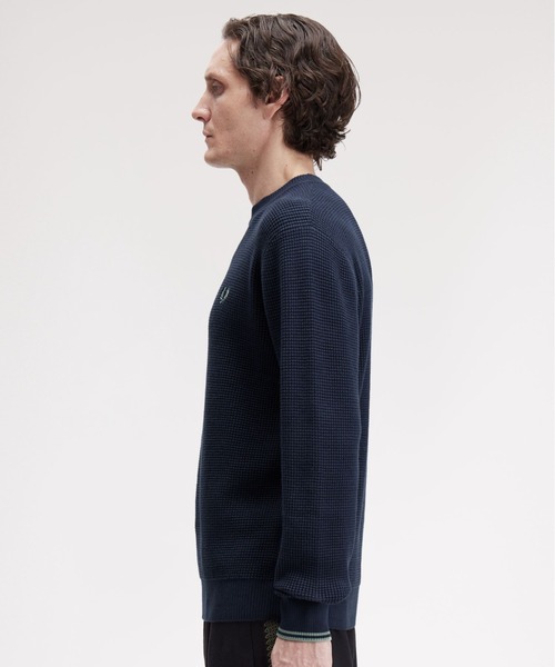FRED PERRY(フレッドペリー)の「Waffle Stitch Jumper/ワッフルステッチニット(ニット/セーター・メンズ・ホワイト/ブラック/ダークカーキ/ベージュ/ブラウン/カーキ/ベージュ系その他/ダークブルー・L/M/S)」の14枚目の写真