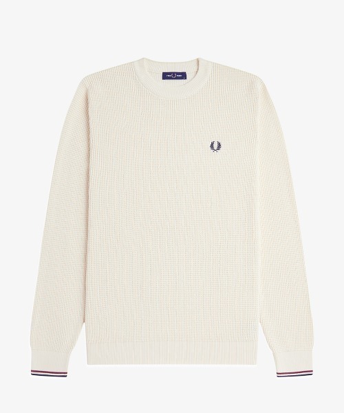 FRED PERRY（フレッドペリー）の「Waffle Stitch Jumper／ワッフルステッチニット（ニット/セーター・メンズ・ホワイト/ブラック/ダークカーキ/ベージュ/ブラウン/カーキ/ベージュ系その他/ダークブルー・L/M/S）」の21枚目の写真