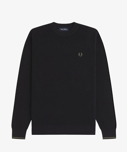FRED PERRY（フレッドペリー）の「Waffle Stitch Jumper／ワッフルステッチニット（ニット/セーター・メンズ・ホワイト/ブラック/ダークカーキ/ベージュ/ブラウン/カーキ/ベージュ系その他/ダークブルー・L/M/S）」の13枚目の写真