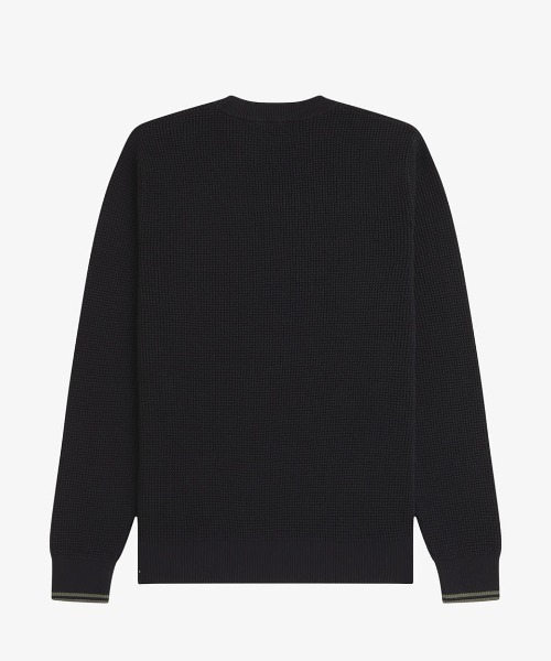 FRED PERRY（フレッドペリー）の「Waffle Stitch Jumper／ワッフルステッチニット（ニット/セーター・メンズ・ホワイト/ブラック/ダークカーキ/ベージュ/ブラウン/カーキ/ベージュ系その他/ダークブルー・L/M/S）」の14枚目の写真