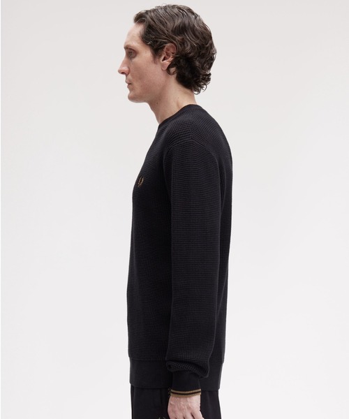 フレッドペリー　新品　黒 ニット セーター 長袖　ブラック　fredperry FRED PERRY ニット セーター メンズ フレッドペリー クルー