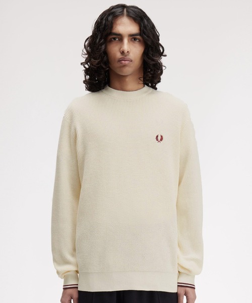 FRED PERRY(フレッドペリー)の「Waffle Stitch Jumper/ワッフルステッチニット(ニット/セーター・メンズ・ホワイト/ブラック/ダークカーキ/ベージュ/ブラウン/カーキ/ベージュ系その他/ダークブルー・L/M/S)」の21枚目の写真