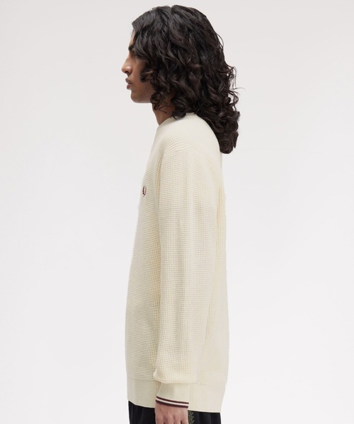 FRED PERRY(フレッドペリー)の「Waffle Stitch Jumper/ワッフルステッチニット(ニット/セーター・メンズ・ホワイト/ブラック/ダークカーキ/ベージュ/ブラウン/カーキ/ベージュ系その他/ダークブルー・L/M/S)」の22枚目の写真