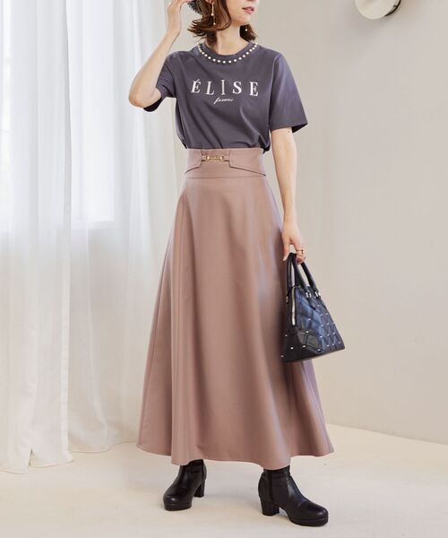 MAJESTIC LEGON（マジェスティックレゴン）の「フロントビットフレアスカート（スカート・レディース・ベージュ系その他2/ピンク/ブラック系その他/グレー系その他/ブラック・SMALL/MEDIUM）」の5枚目の写真