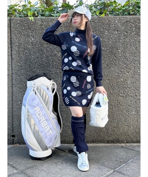 adabat（アダバット）の「◆【洗える】ランダムロゴデザイン モックネック 長袖セーター（ニット/セーター・レディース・ネイビー・38/40/36/42）」の14枚目の写真