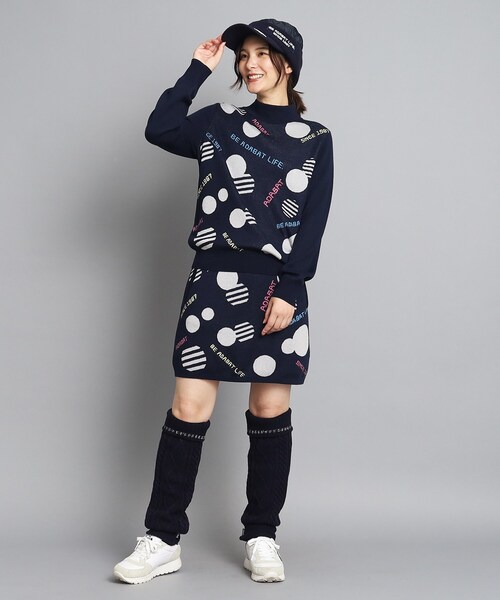 adabat（アダバット）の「◆【洗える】ランダムロゴデザイン モックネック 長袖セーター（ニット/セーター・レディース・ネイビー・38/40/36/42）」の15枚目の写真